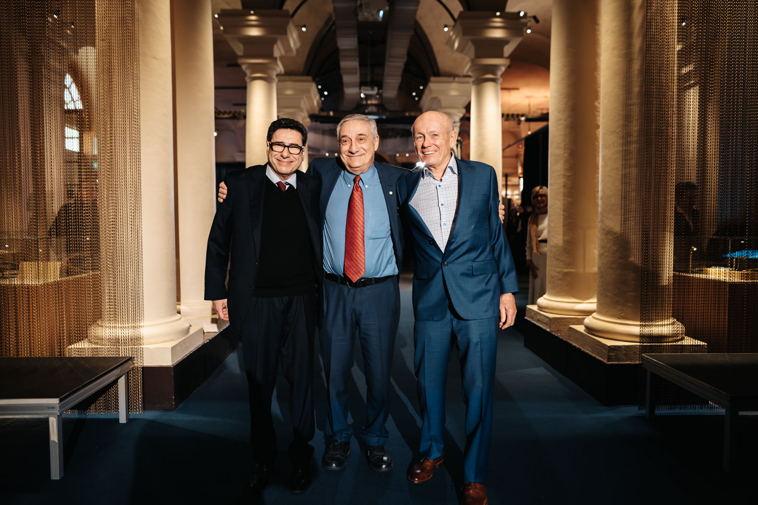 The three economic sciences laureates: Philippe Aghion, Joel Mokyr and Peter Howitt at the Nobel Prize Museum, 6 December 2025. © Nobel Prize Outreach. Photo: Clément Morin