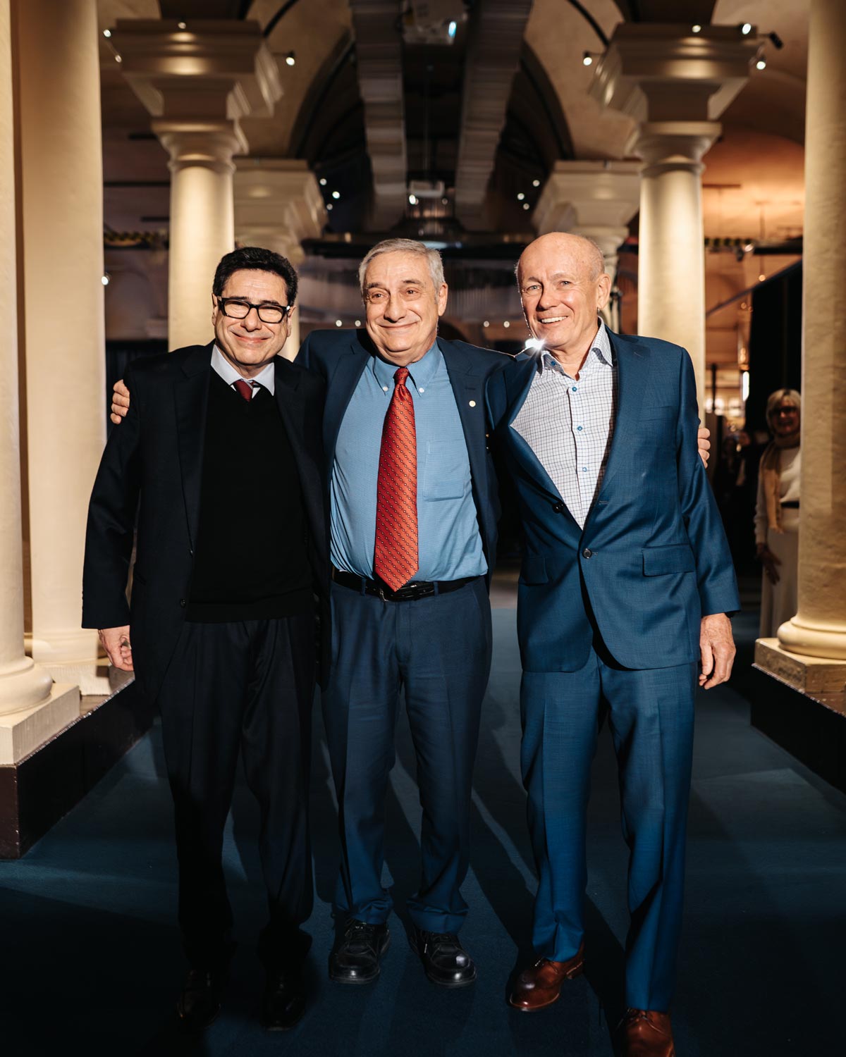 The three economic sciences laureates: Philippe Aghion, Joel Mokyr and Peter Howitt at the Nobel Prize Museum, 6 December 2025. © Nobel Prize Outreach. Photo: Clément Morin